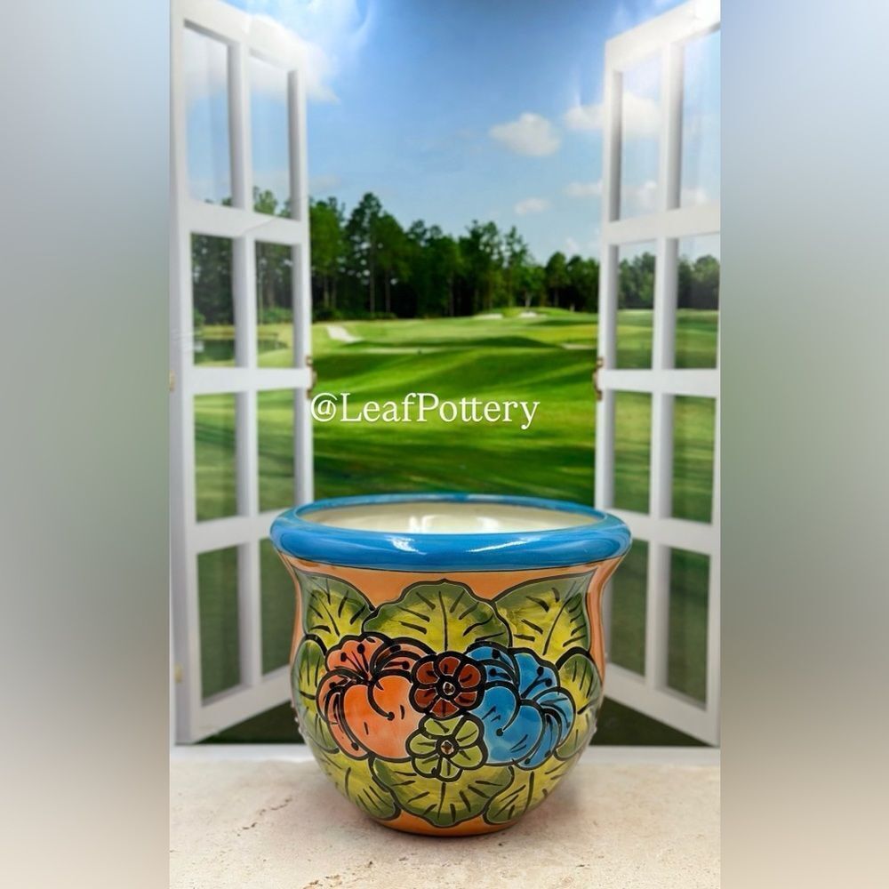 Selena Talavera Handmade Multi Colored Ceramic Planter Pot - Picture 6 of 11